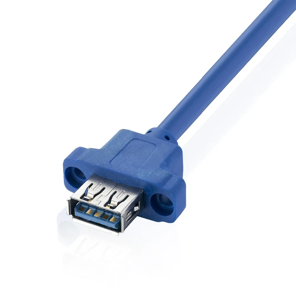 Bochara материнская плата 20Pin к двойному USB 3,0 Женский кабель для передачи данных с винтом Панель Крепление из фольги+ Плетеный экранированный 50 см 75 см