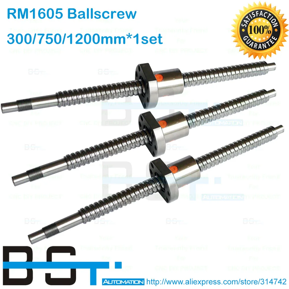 Bstmotion анти Люфт Ballscrew набор 1605 ШВП RM1605-300 мм/750 мм/1200mm-C7 с SFU1605 Ballnut С конца обработанной