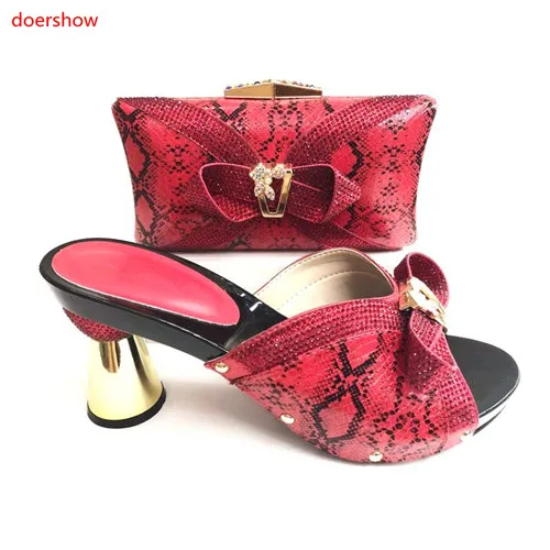 

doershow Fashion Italian Shoes With Matching Bag Set High Quality African Shoes And Bag Set For Wedding Party Nigerian JS1-23