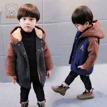 Детская куртка и пальто для мальчиков новая зимняя модная кашемировая куртка с капюшоном из плотного бархата повседневная детская одежда с длинными рукавами верхняя одежда