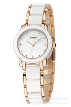 2016 nueva Eyki Kimio 2016 damas de imitación de cerámica de lujo reloj de oro relojes pulsera con la aleación de la correa mujeres viste el reloj