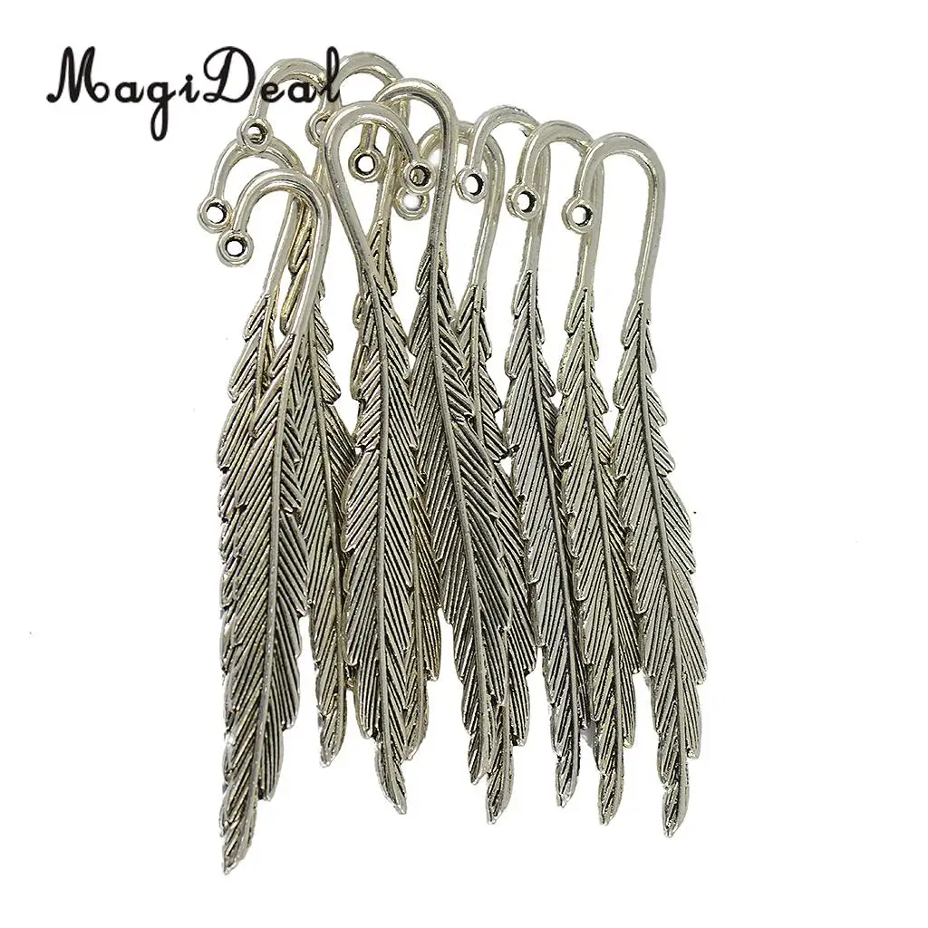 MagiDeal 60pcs Tibetan Silver Beading Feather Mermaid Line Beads Finding Bookmark Loop DIY Making Book Marker