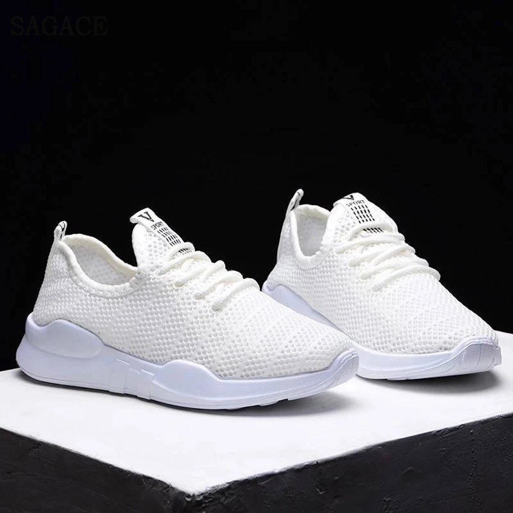 SAGACE Women Summer Mesh Breathable Sport Shoes Vulcanized Sneakers Pumps Lightweigh Shoes Ladies Casual Lace Up Fitness Pumps