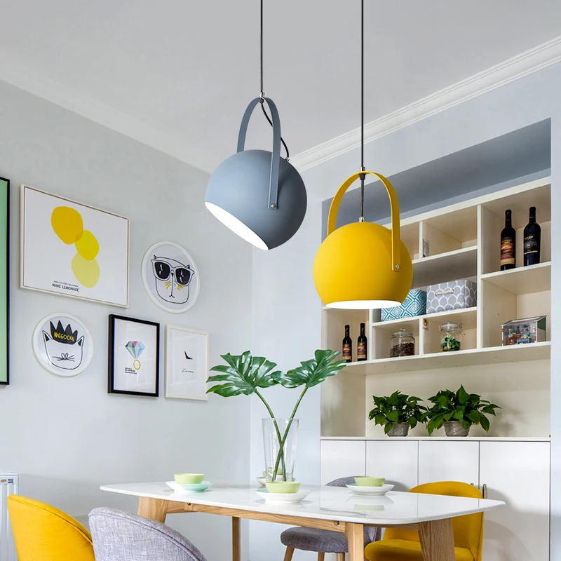 Modern Pendant Lights Dining Room Pendant Lamps Modern Colorful Restaurant Coffee Bedroom Lighting Macarons Painted Lampshade Lighting Fixture (11)