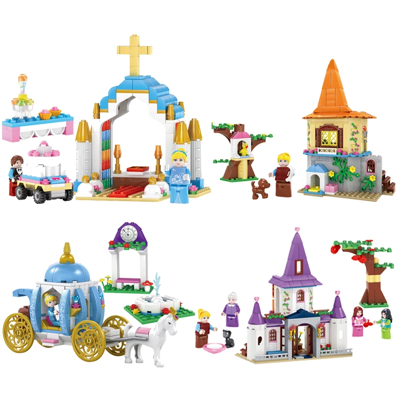 

Princess Cinderella Pumpkin Carriage Castle Building Blocks Compatible Legoed Friend Girls Figures Enlighten Bricks Toys For Kid