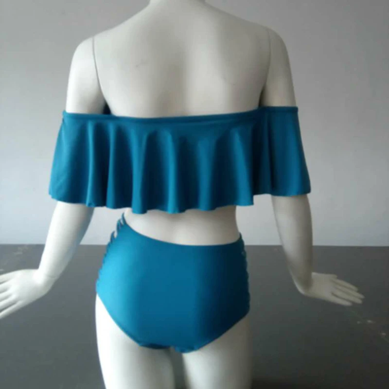 Swimsuit High Waist Bikini Brazilian Bikini Split Large Ruffled Bra Shoulder Bikinis Sexy Female Beach Swim Swim suit (7)