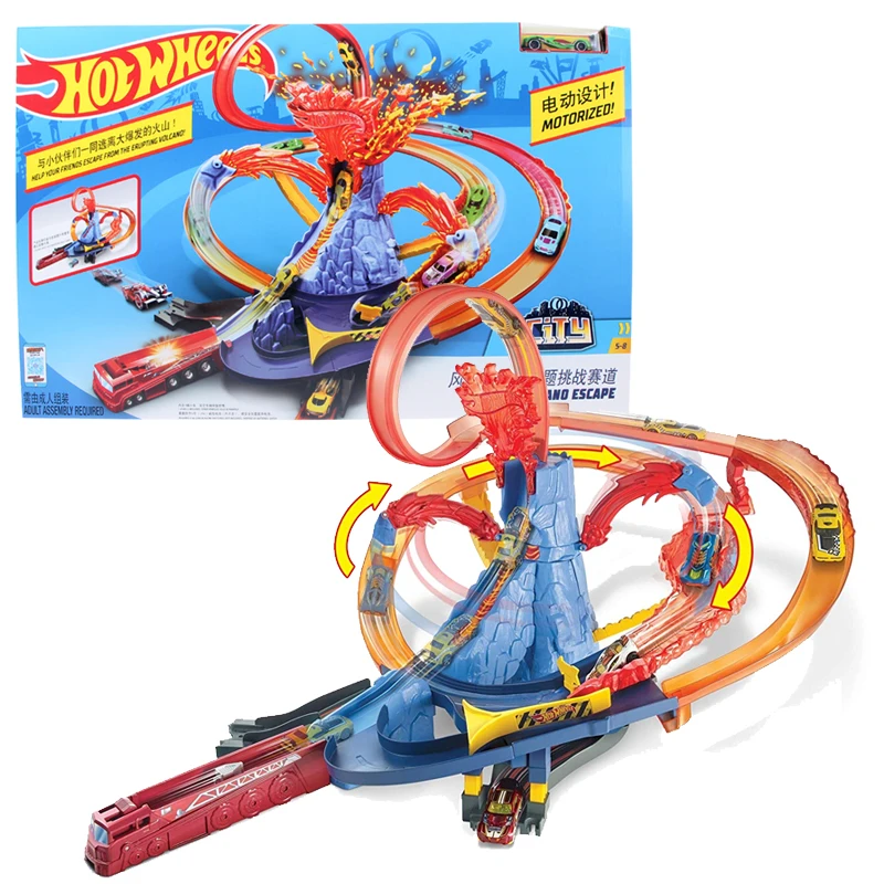

Hot Wheels New City Electric Car Track Volcano Escape Theme Raceway Challenge Toy Car Set for Children Boys Oyuncak Araba FTD61
