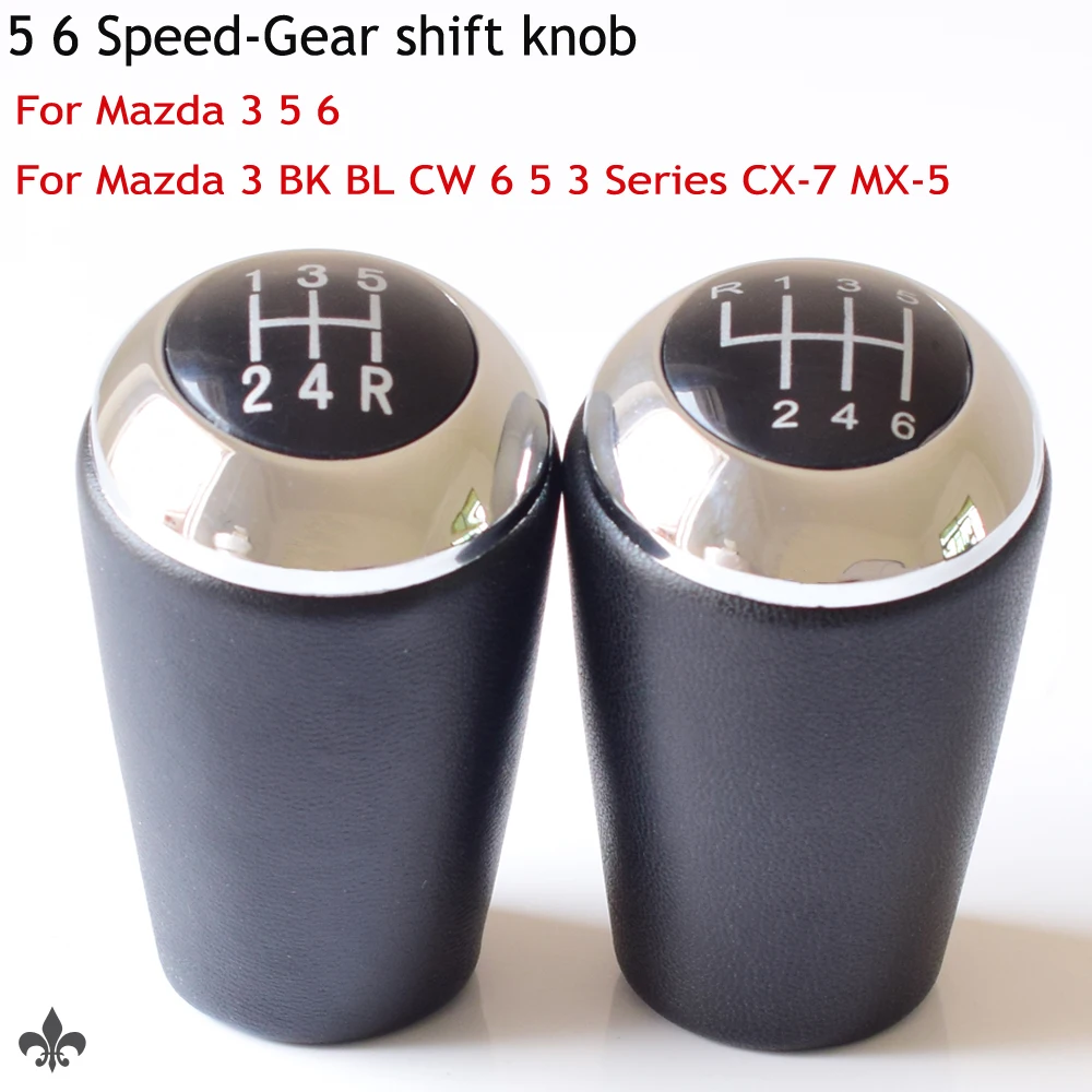 Leather Car Chrome Gear Stick Shift Knob Handball For Mazda 3 BK BL CW