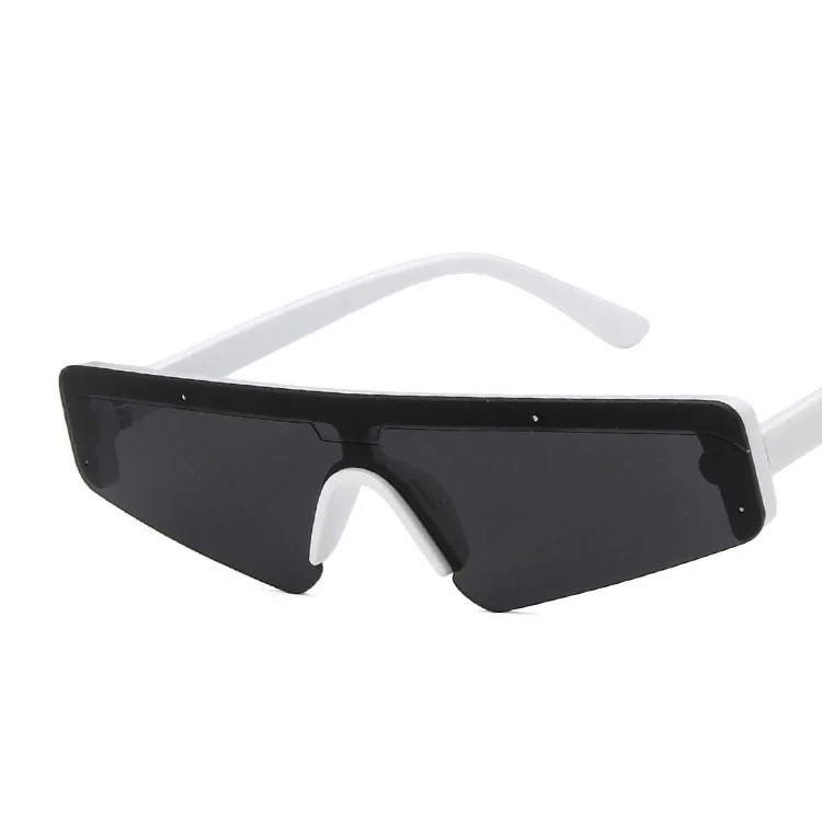 Новые Панк цельные прямоугольные Солнцезащитные очки женские прозрачные линзы Ретро белая оправа без оправы Солнцезащитные очки UV400 - Цвет линз: c1white