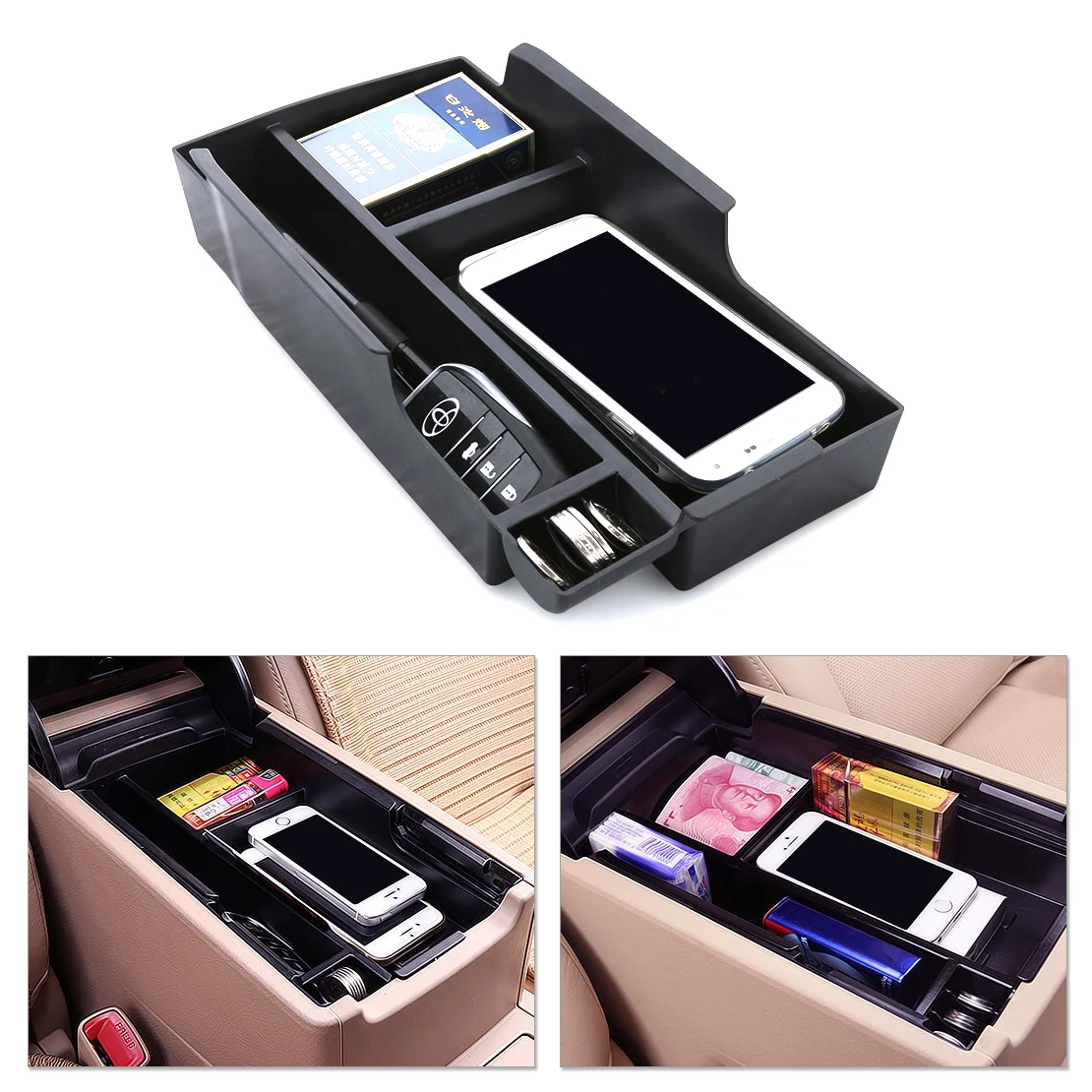 

DWCX Inner Control Armrest Storage Secondary Glove Box Organized Container for Toyota Camry 2012 2013 2014 2015