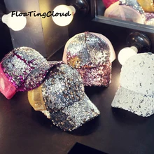 Модная блестящая бейсбольная Кепка унисекс, дышащая повседневная Кепка в стиле хип-хоп с регулируемой защитой от блесток, женские аксессуары для улицы