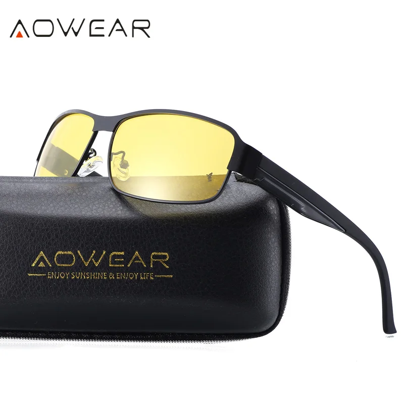Солнцезащитные очки AOWEAR Hd для мужчин поляризованные с ночным видением цвет