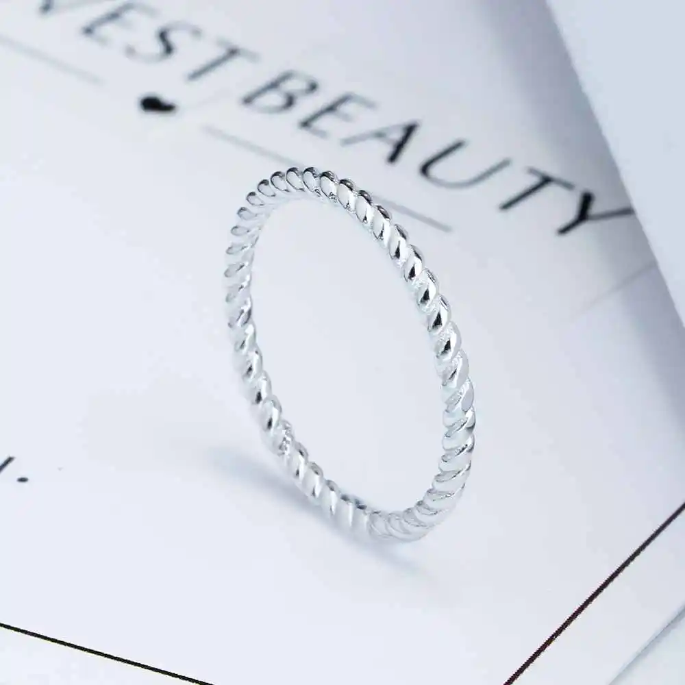 New 925 Sterling Sliver Rings for Women Rope Shape Rings Fashion Silver Jewelry Engagement Anniversary Gift JewelOra RI102772