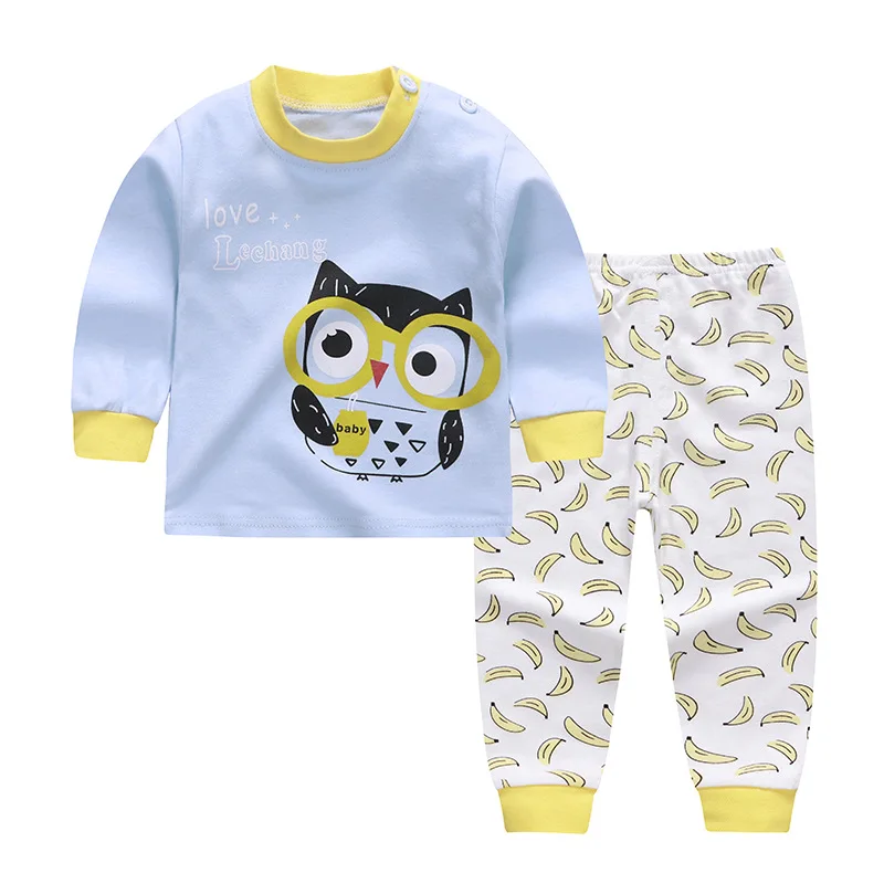 Stripe children's sleepwear for baby boys clothing cotton long sleeve shirt+pant - Цвет: 1
