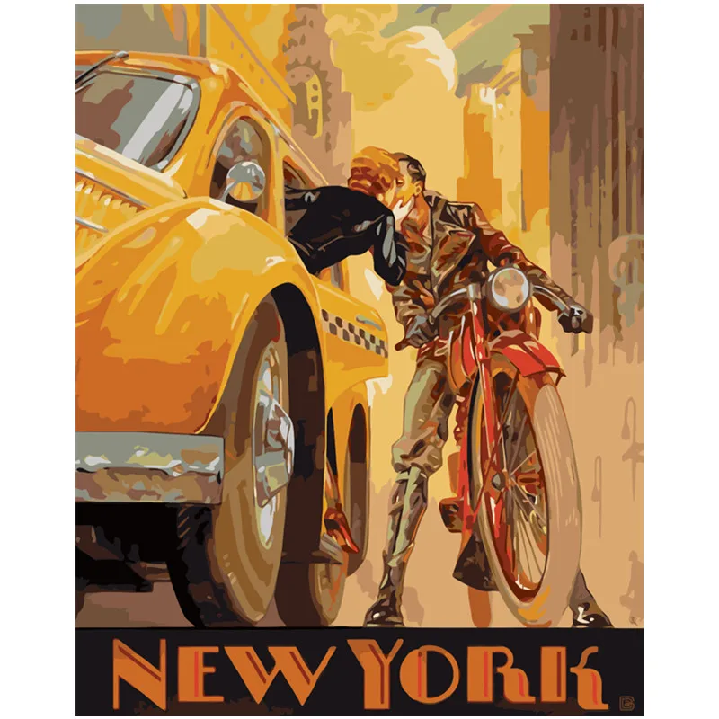 

Painting By Numbers DIY Dropshipping 40x50 50x65cm Meet romantic New York Figure Canvas Wedding Decoration Art picture Gift