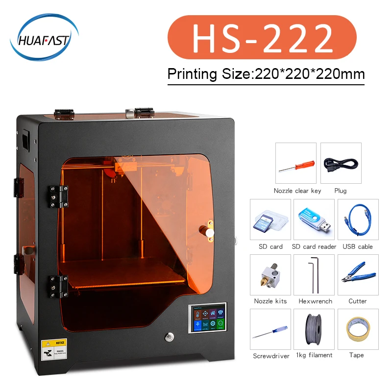2019 HS 222 большой 3d принтеры плюс размеры полностью закрытый impresora TFT сенсорный