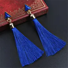 Новинка для женщин модные простые стили 4 цвета треугольные серьги Серьги Геометрические длинные кисточки серьги-гвоздики Модные женские