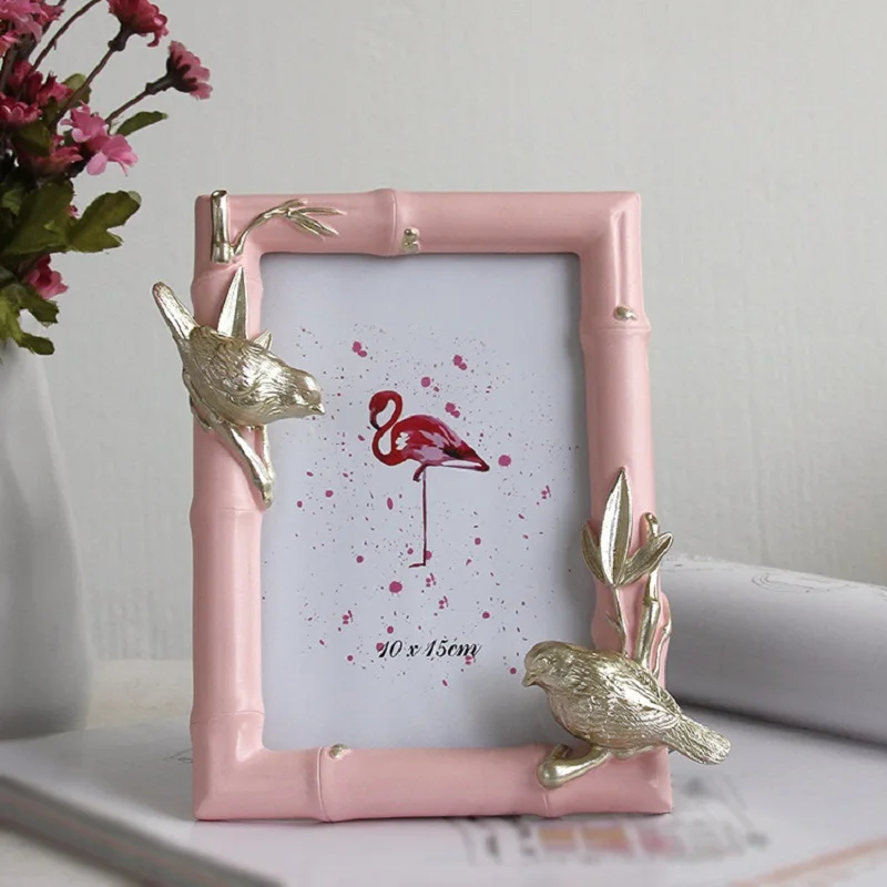 

New rural style 4 colors with gold birds 6 inch 7 inch 8 inch photo frame home decoration ornament