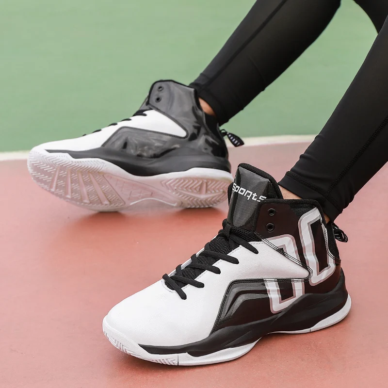 QzsYog tallas grandes 39-45 hombres zapatos de Baloncesto Zapatillas altas deportivas almohadón tobillo botas transpirables atléticos zapatillas Baloncesto