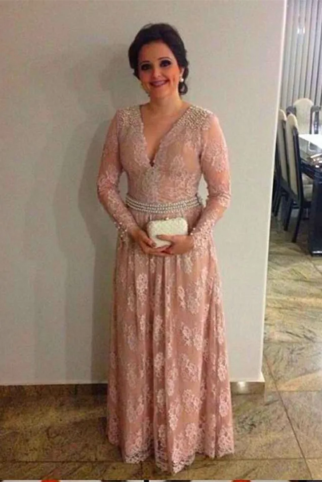 Plus Size 2019 Moeder Van De Bruid Jurken A-lijn V-hals Lange Mouwen Lace Bead Wedding Party Dress Moeder Jurken Voor bruiloft Plus Size 2019 Moeder Van De Bruid Jurken A-lijn V-hals Lange Mouwen Lace Bead Wedding Party Dress Moeder Jurken Voor bruiloft