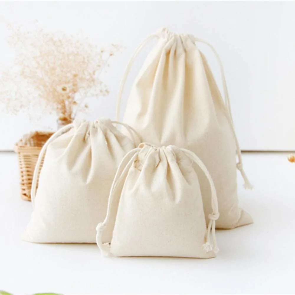 Reusable Cotton Drawstring Shopping Bag Women Men Travel Shopper Tote Storage Bags Reusable Cotton Drawstring Shopping Bag Women Men Travel Shopper Tote Storage Bags