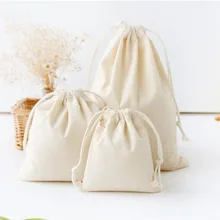 Reusable Cotton Drawstring Shopping Bag Women Men Travel Shopper Tote Storage Bags support custom