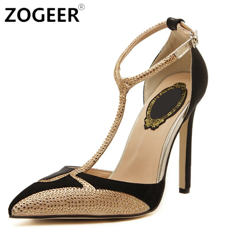 ZOGEER Brand Designer Sexy Women Sandals High Heels T strap Pointed Toe ...