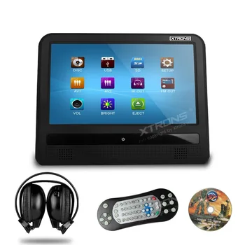 

9" Touch Screen Car Headrest DVD Monitor IR/FM Transmitter Game/USB/SD/CD/Mp3 Portable Headrest PC with IR Wireless Headphone
