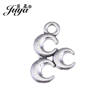 

JUYA Moon Shape Pendant for Jewelry Making 15.5x10mm 75pcs Ancient Silver Plated High Quality Matel Women Necklace Crafts AO0533