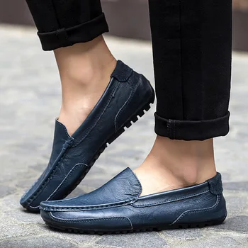 

Brand Fashion Summer Genuine Leather Men Shoes Loafers Breathable Male Moccasins Flats Casual Boat Footwear Men Driving Shoes 2A