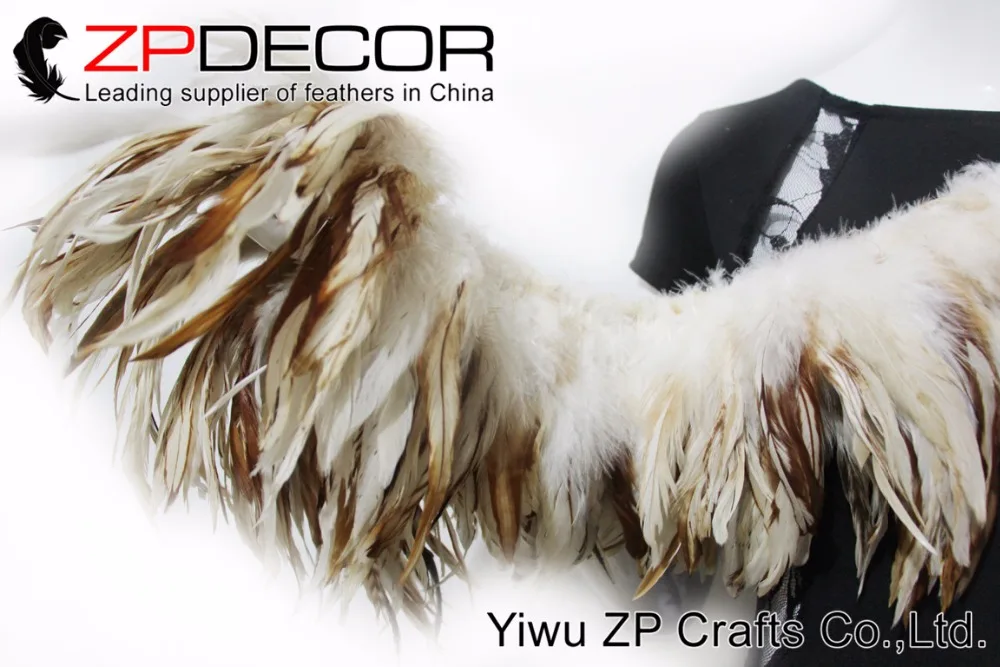 NATURAL BEIGE Strung Rooster Schlappen Feathers (11)3