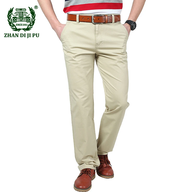 

2018 Spring summer business men's casual brand khaki straight pant autumn afs jeep man cotton plus size pants black long trouser