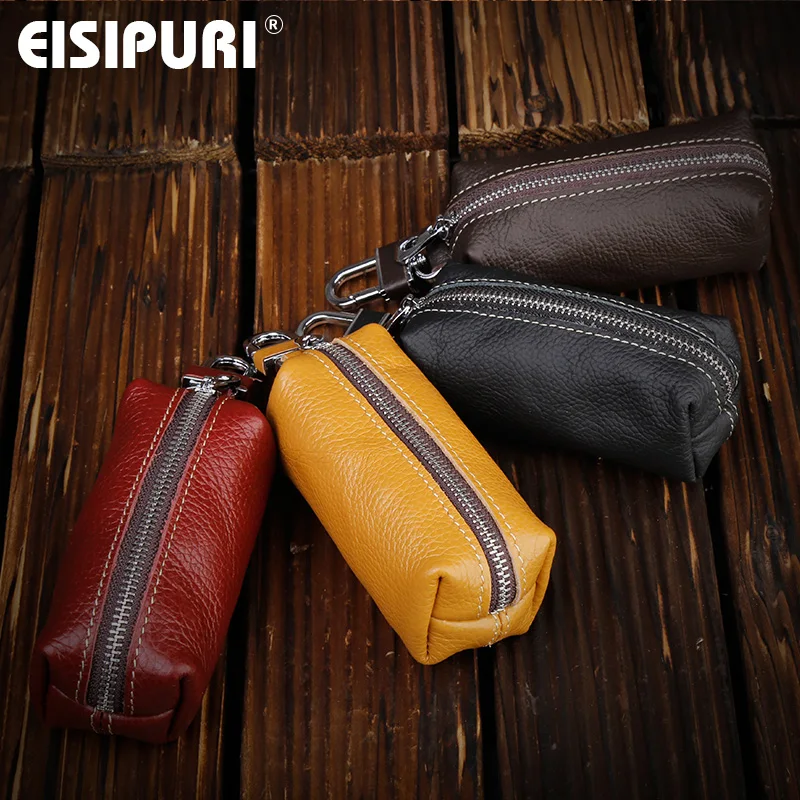 EISIPURI Genuine Leather font b Key b font Case Pouch Women Keychain Magnetic buckle font b