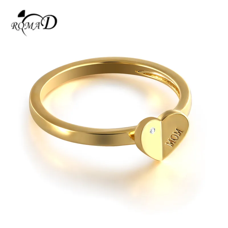 

Romad Gold Color AAAA Meteorite Rings for Women Heart Zinc Alioy Jewelry Rings for Gift to Mother's day