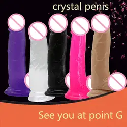 Реалистичный фаллоимитатор секс-игрушки для женщин розовый черный пенис имитация всасывания Кристалл мастурбация прозрачный