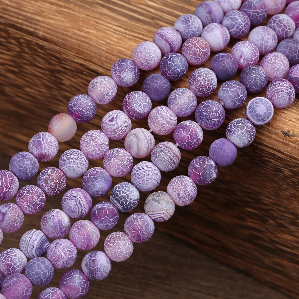 

Natural Stone Frost Purple Agates Round Loose Bead 4 6 8 10 12MM Pick Size Beads For Jewelry Making
