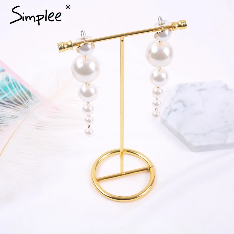 Simplee Fine jewelry pearl drop earrings Women jewelry fashion bijoux accessories Party chic pendant earrings female accessories
