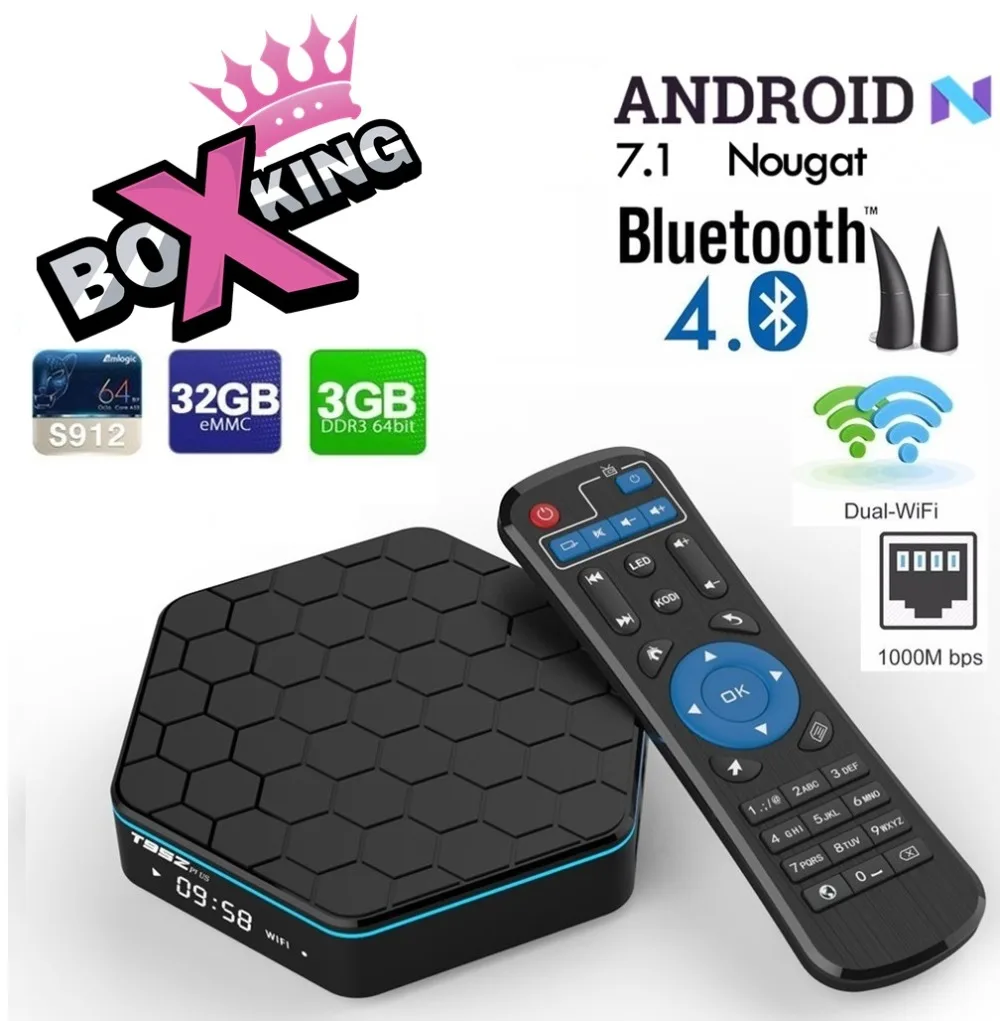 

T95Z Plus 2GB 16GB 3GB 32GB Android 7.1 S912 HDMI BLUETOOTH 4K Smart TV Set Top Box ( X92 H96 Pro M8S xiaomi tv mi tv box p20)