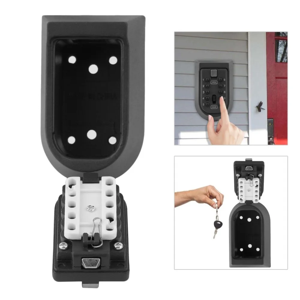 

Wall Mounted Num 10 Digit Combination Key Safe Box Outdoor Spare Keys Holder Home Garage Shed Storage Security Padlock