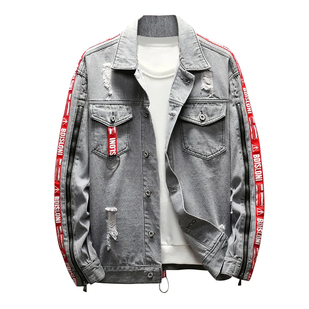 

Hot Sale Men's Autumn Winter Casual Vintage Wash Distressed Denim Jacket Coat Top Blouse High Quality Winter Jacket Coat