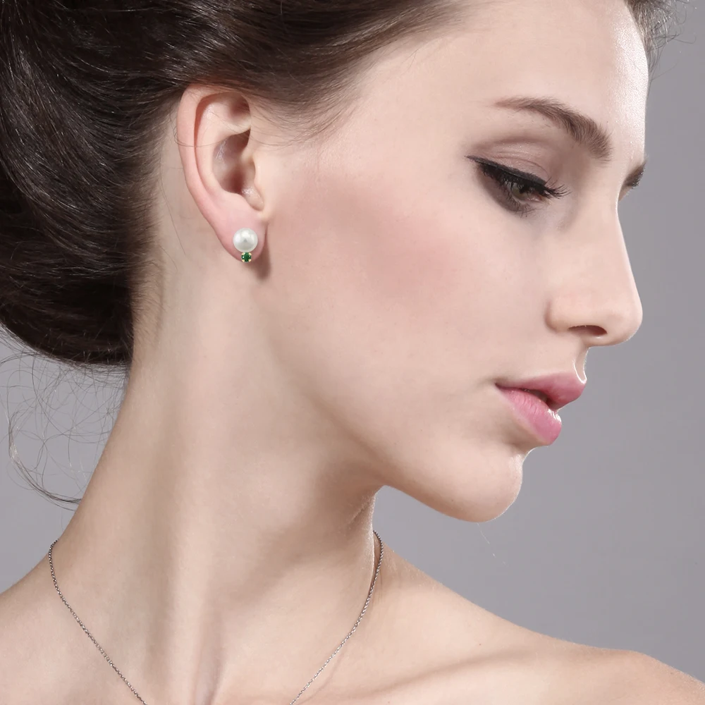 7mm Cultured Akoya Pearl Earrings With Emerald Accents Set In 14k 7mm Cultured Akoya Pearl Earrings With Emerald Accents Set In 14k Yellow Gold 154 Clic Fashion Sterling Silver Fine Jewelry Sets From