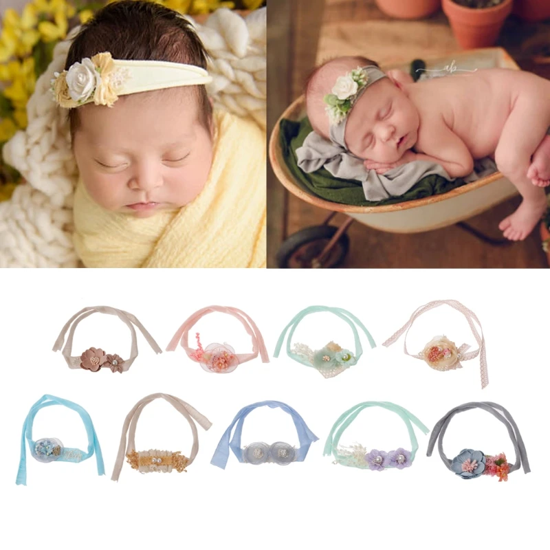 

2018 Newborn Photography Props Flower Headband Baby Girls Handmade Tieback Headwear