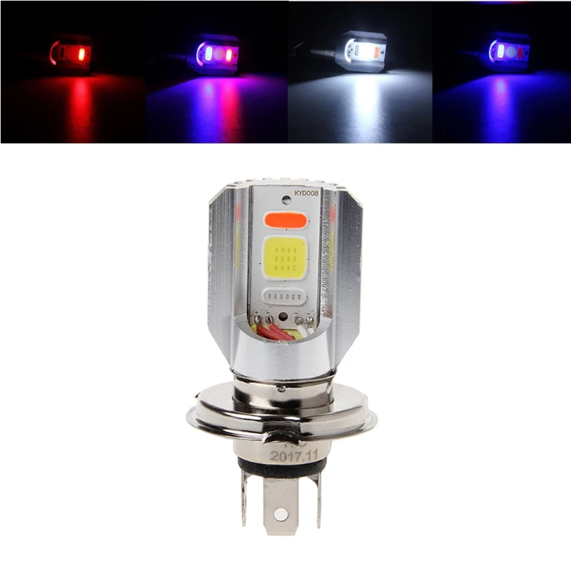 

NEW H4 Motorcycle COB LED Front Light Bulb Lamp Headlight Hi/Lo Beam 3 Colors