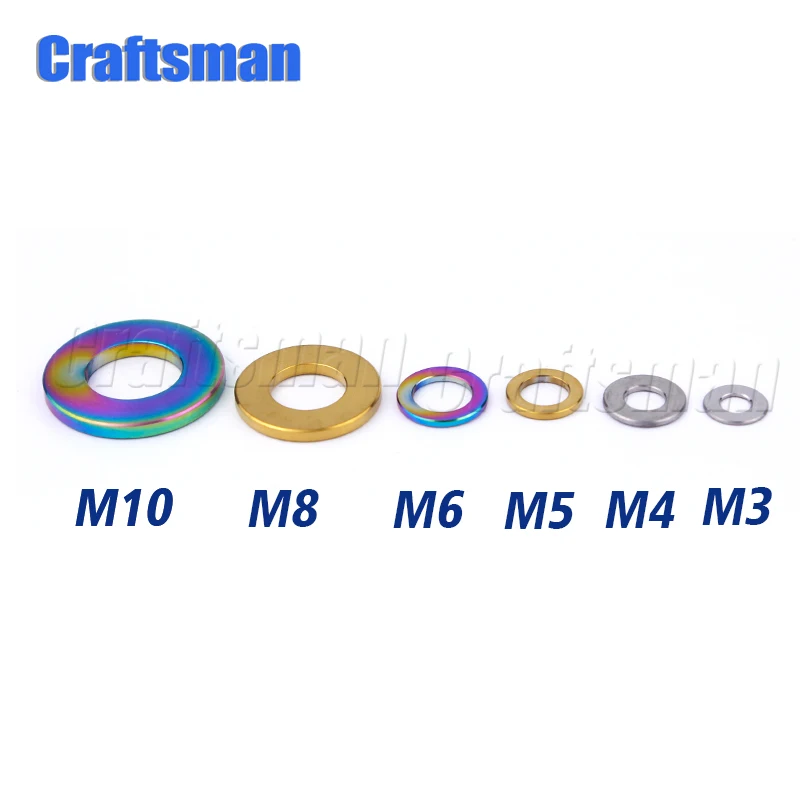 

1Pcs Craftsman M5 M6 M8 M10 Titanium Flat Washer DIN912 Titanium Spacer for Bicycle Motorcycle Parts