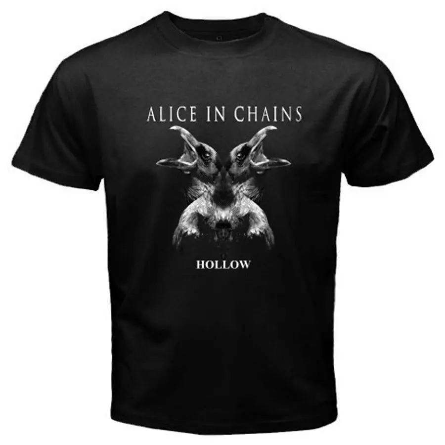Male Battery Funny Cotton Tops New ALICE IN CHAINS *Hollow Logo Rock Band Men's Black T-Shirt Size S to 3XL | Мужская одежда