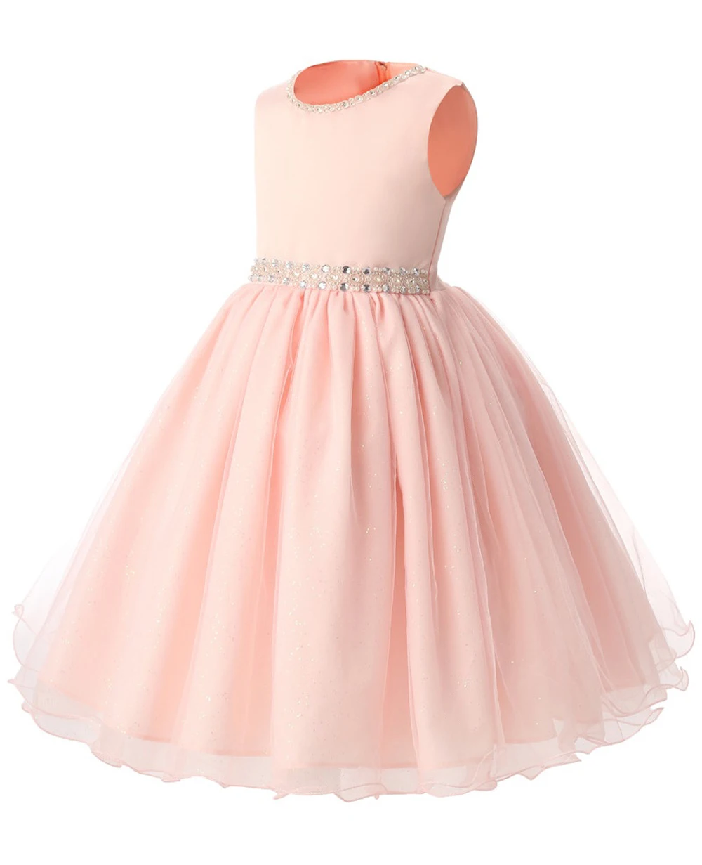 JaneyGao/ г. Летние платья для девочек, держащих букет невесты на свадьбе; розовые платья для девочек; торжественное платье принцессы, украшенное бисером; Лидер продаж;