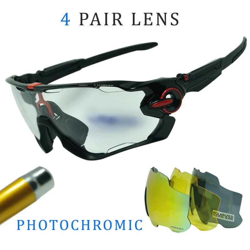 4 Lens Men Women Outdoor Sports Cycling Glasses Photochromic Polarized Men Cycling Eyewear Sunglasses with Myopia Frame