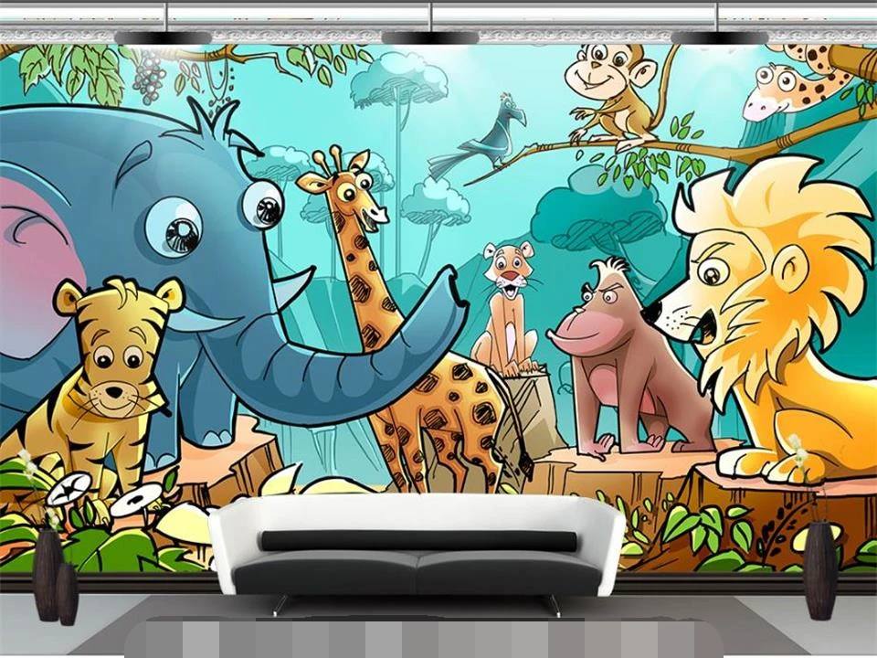 На заказ 3D фото обои детская комната Фреска Диван ТВ фон обои мультфильм Животные рай 3D картина обои домашний декор