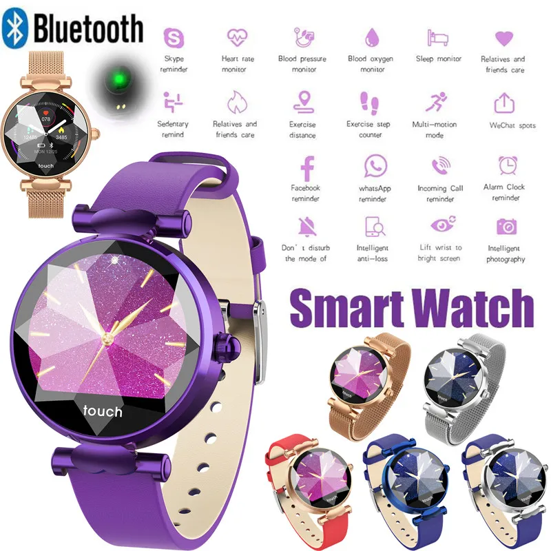 Модные женские Bluetooth Смарт часы сердечного ритма приборы для измерения артериального давления фитнес контроль сна трекер Шагомер Android iOS