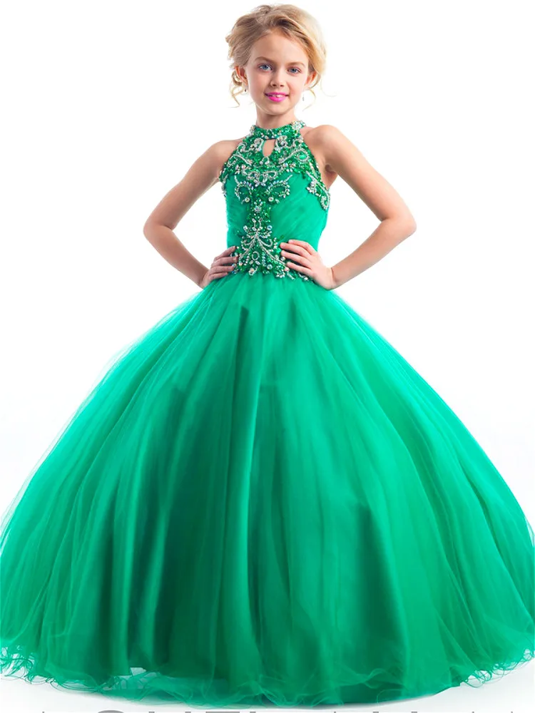 Kids Dresses Princess Sleeveless Ball Purple Ball Gown Birthday Flower Girls Dresses for Party